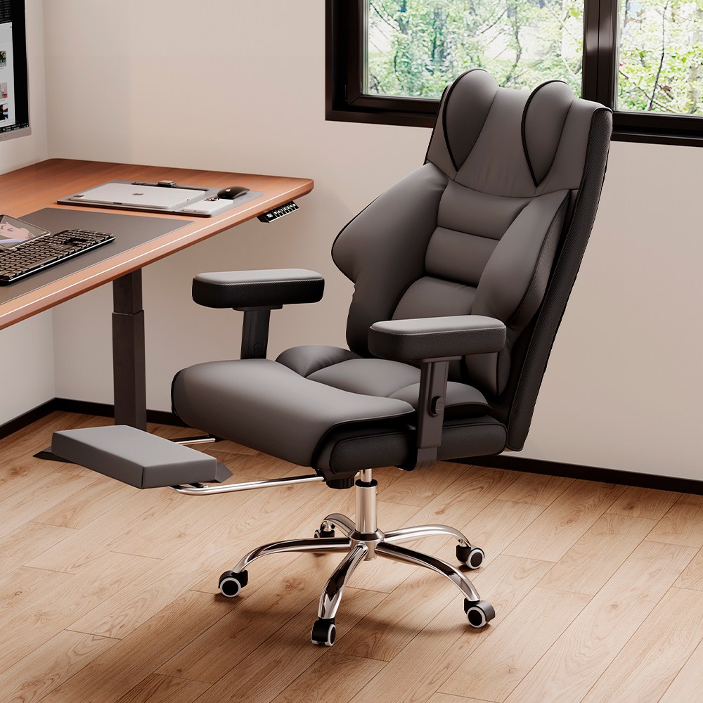 Takata 게이밍 의자 침대형 포근한 발받침대 리클라이너 고급 인조가죽 PC방용 컴퓨터 의자, 그레이 140,450원