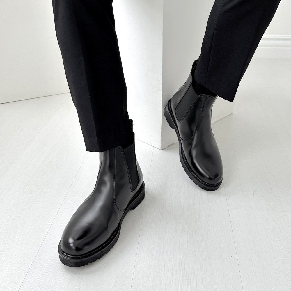 오오룩 남자 베이직 가죽 첼시부츠 5cm 키높이 앵클 방수 레인부츠 41,500원