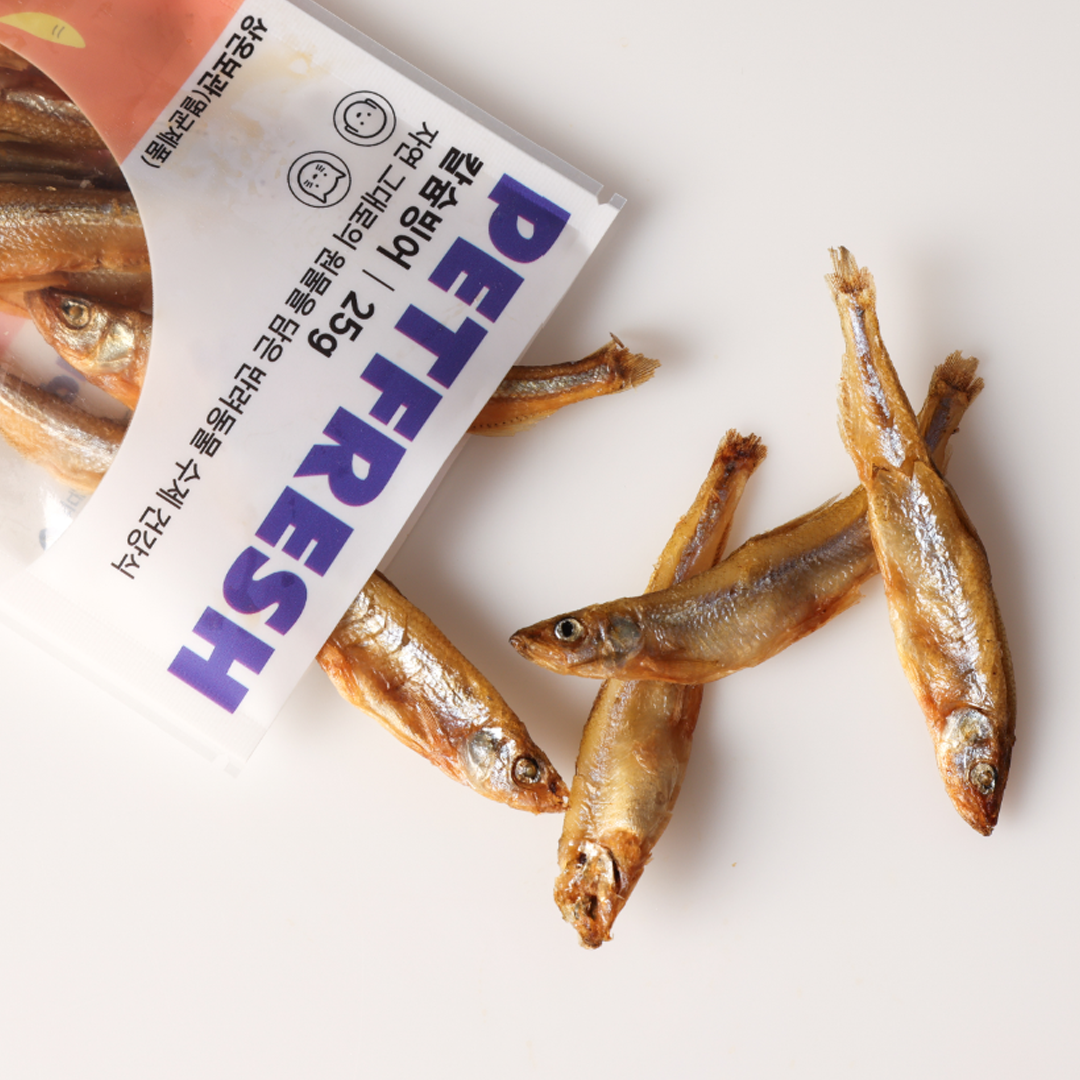 펫프레시 칼슘빙어 관절간식 강아지 고양이 원물신선간식 슬개골 저알러지 눈물자국 수제간식 수제펫푸드, 25g, 1개, 생선 8,260원