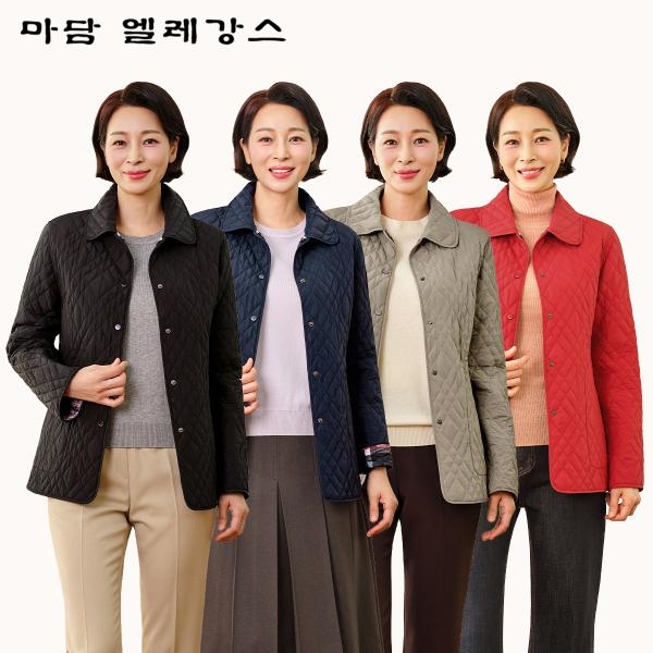 마담엘레강스리버퀼팅코트 마담엘레강스 에이스 체크 리버시블 자수 퀼팅 자켓 59,900원