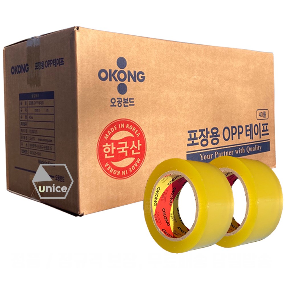 [유니스몰][정규격보장제품] 오공본드 경포장 중포장 박스테이프 50M / 80M, 투명 12,800원