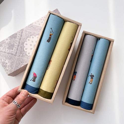 남성손수건세트 2세트 남자 면손수건 골프 선물 순면 아사면 답례품 친환경포장 어버이날 스승의날 단체 단례품 19,900원