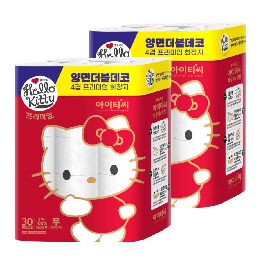 ITC 헬로키티 프리미엄 레드 4겹 천연펄프 고급 롤 화장지, 30m, 30개입, 2개 41,520원