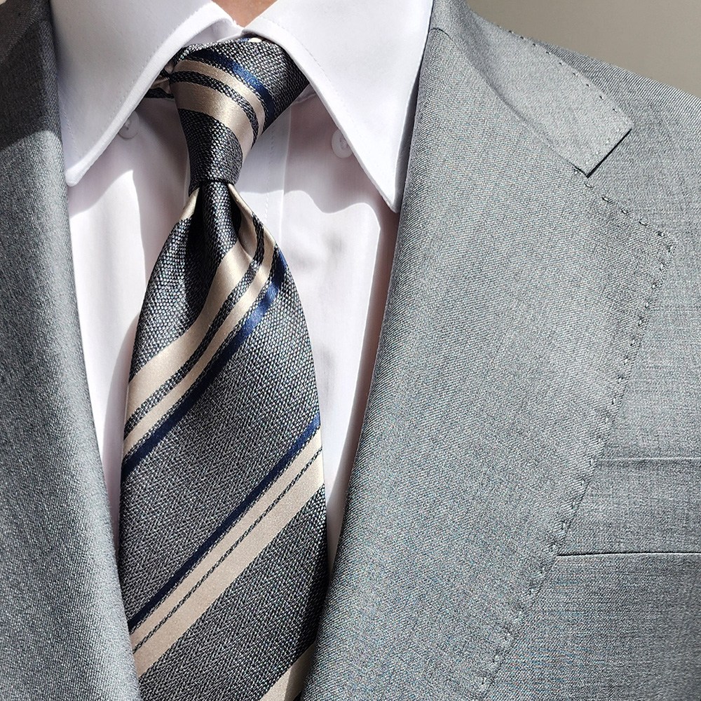 제임스핏 레지멘탈 그레이 베이지 클래식 남자 정장 넥타이 J-2031 17,900원