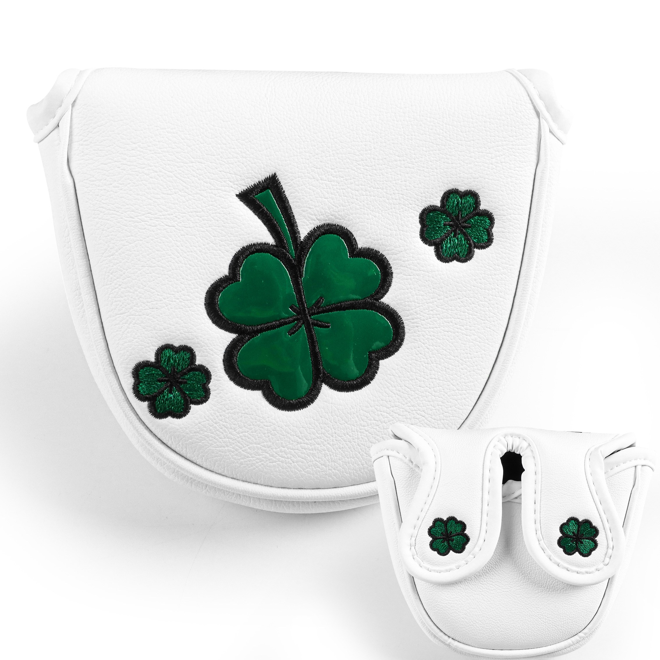 지칸디 골프 말렛형 퍼터커버 자석형 반달 헤드커버 마그넷 골프채 커버, 하얀 클로버 22,900원