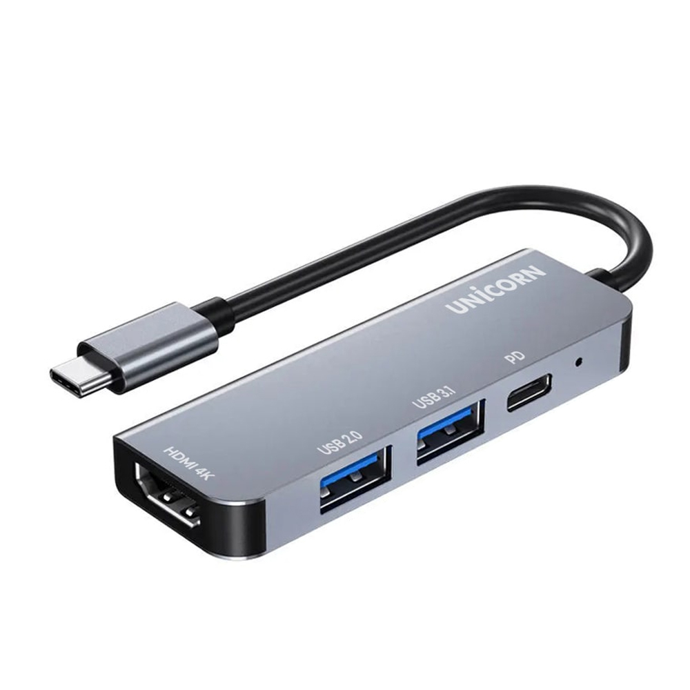 유니콘 4I1 HDMI C타입 멀티허브 USB3.1 4K미러링 PD 87W충전 TCH-P10, 메탈, 1개 16,900원