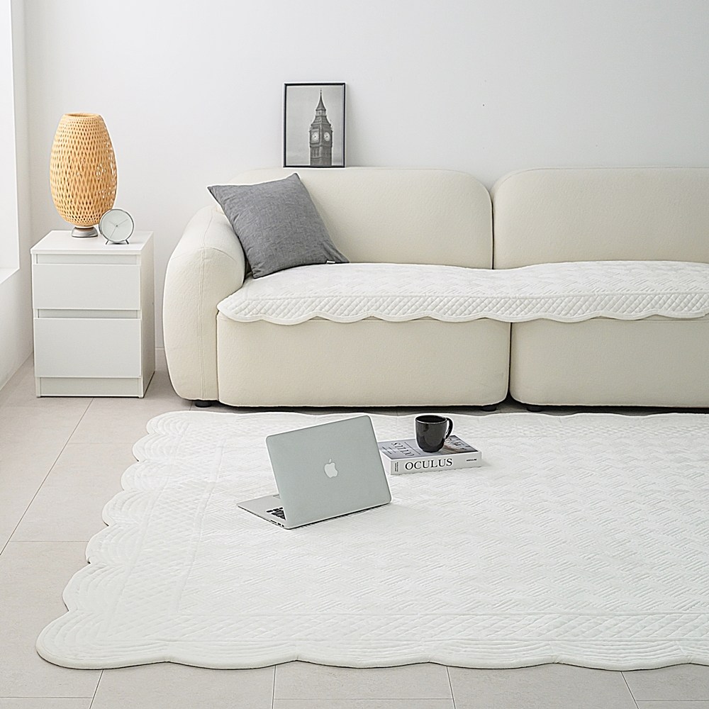 나라데코 극세사 워싱 목화솜 자수퀼팅 쇼파패드 카페트 160x210 35,800원