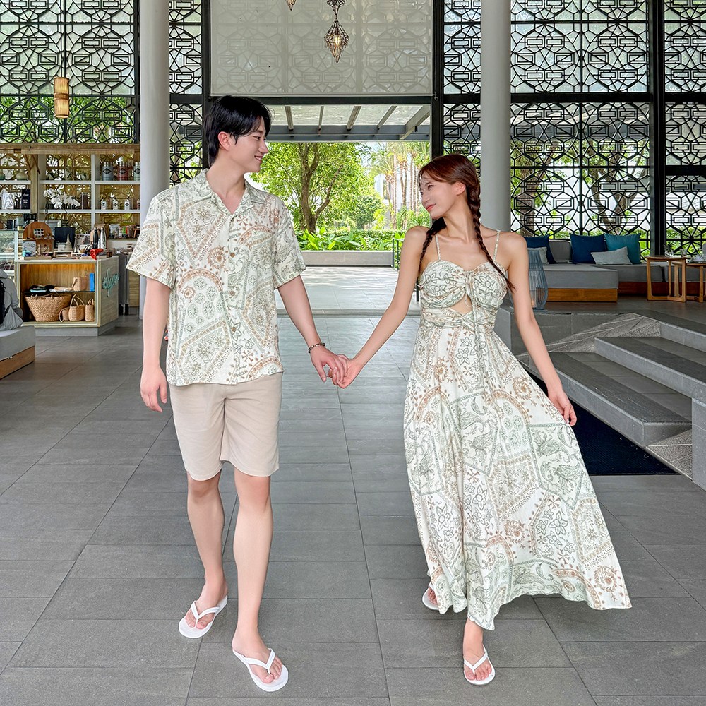 [44~77] 로맨스 증명 휴양지 커플룩 신혼여행 여름 바캉스 허니문 하와이안 시밀러룩 세트 휴가 여행용 49,380원