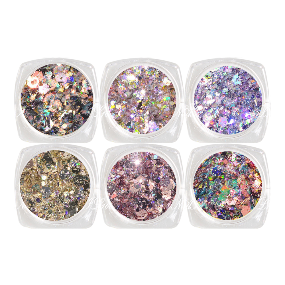 메이브라운 프리미엄 샤이니 네일글리터 혼합 6종, B, 1개 7,270원