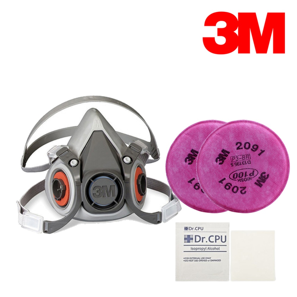 3M 방진마스크 방독마스크 6200 + 2091K 면체마스크 소독용 알콜솜 2매 32,800원