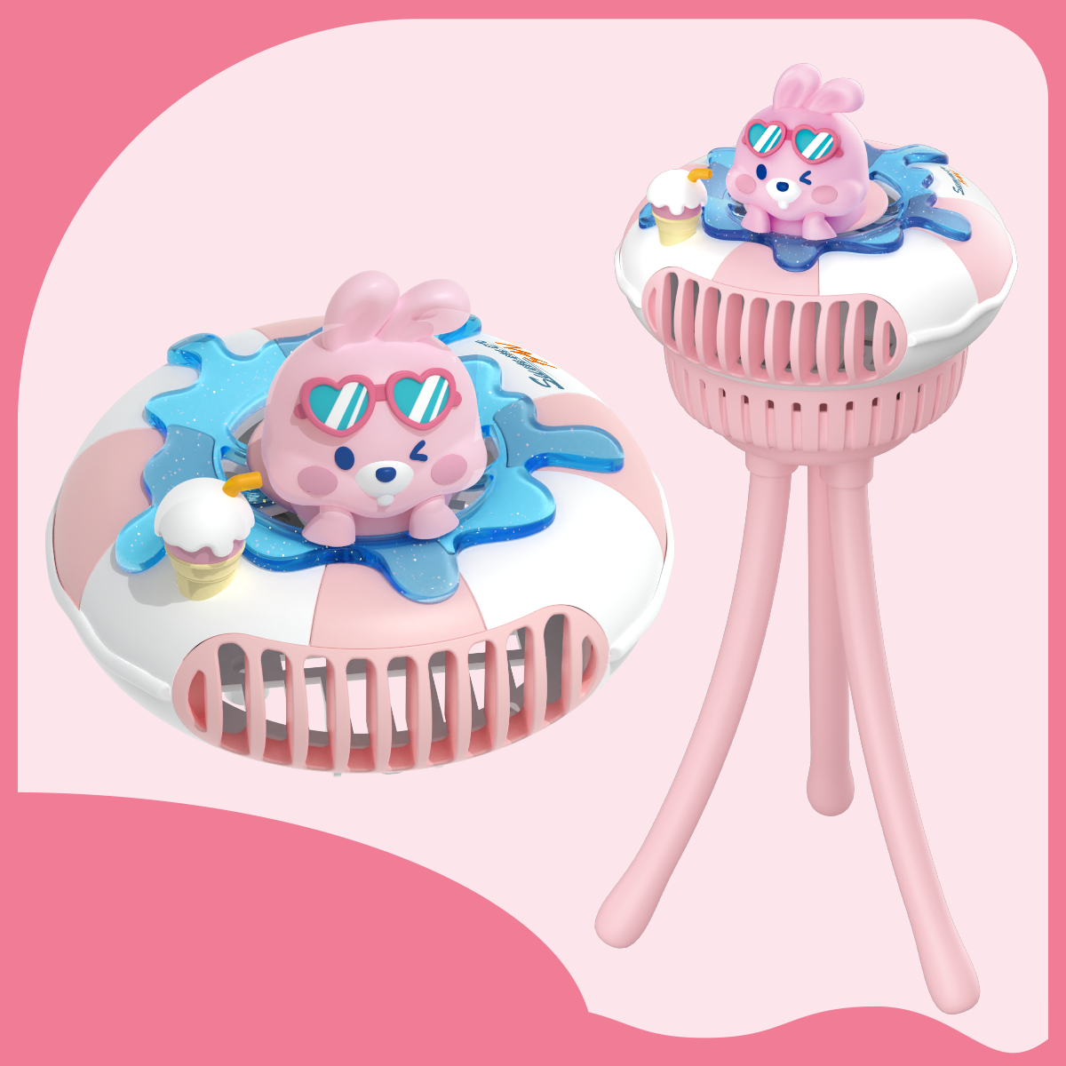 애니버디즈 휴대용 유모차 선풍기 문어발, 핑크래빗, 선풍기 23,900원