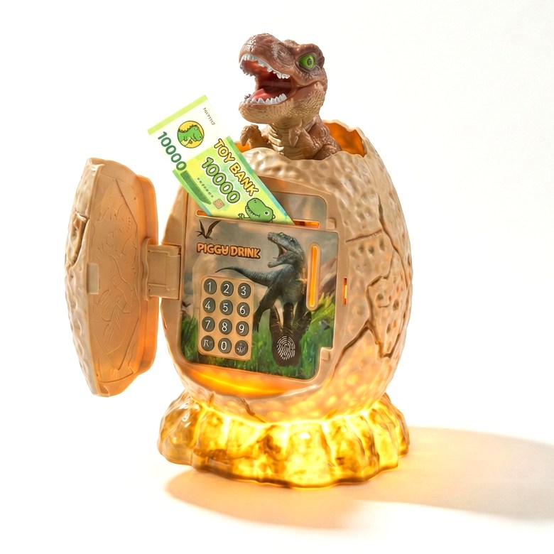 어린이 미니 금고 비밀번호 지폐 지문 저금통, 1개, 빈티지 파슬 브라운 34,800원