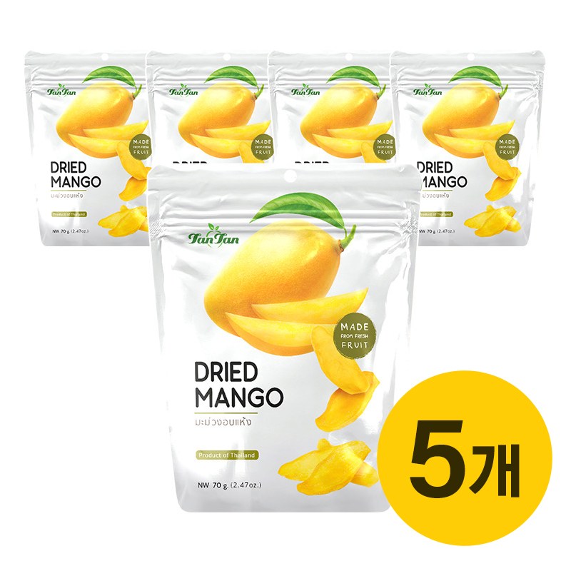 [백화점입점] 태국 건망고 슬라이스 말린 건조 망고 말랭이 건 말린 과일 원물 간식 탄탄망고, 5개, 70g 21,900원