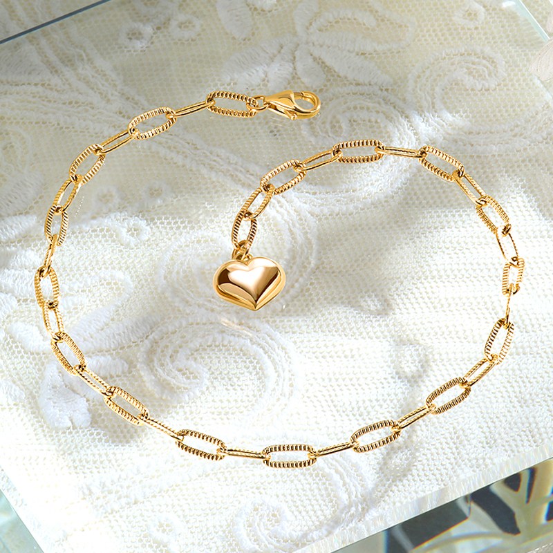 골드앤 14K 러브홀릭 엣지체인 팔찌 소 데일리 볼륨 통통 하트참 할로우 체인 팔찌 465,600원