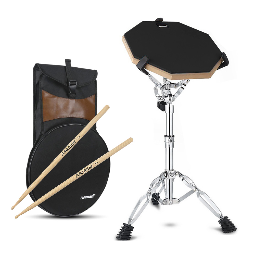 플랜와이 Asanasi 12인치 연습용 드럼 패드+스탠드+가방+스틱 풀세트, 1개, 블랙 55,800원