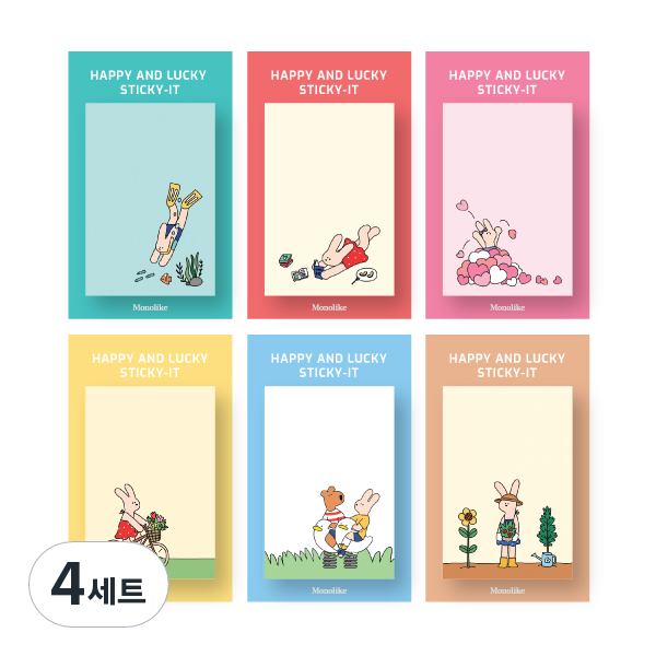모노라이크 스티키 해피앤럭키 점착 메모지 6종 세트 45,600원