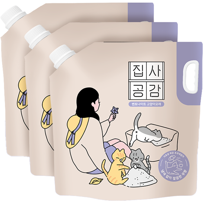 집사공감 벤토나이트 초극세입자 고양이 모래, 6.35kg, 3개, 무향 59,400원