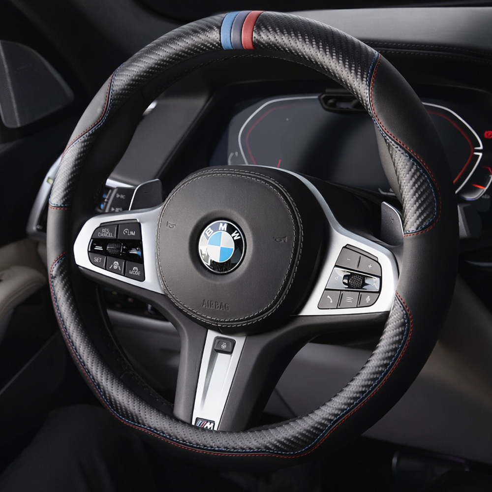 MAA 몬스터 M 자동차 핸들커버 가죽 BMW 전용 카본 패턴 D컷 논슬립 스티어링휠 커버 얇은 그립 퍼포먼스 튜닝 3 5시리즈 7시리즈 i시리즈 호환 차량용 인테리어 드레스업, 블랙 44,900원