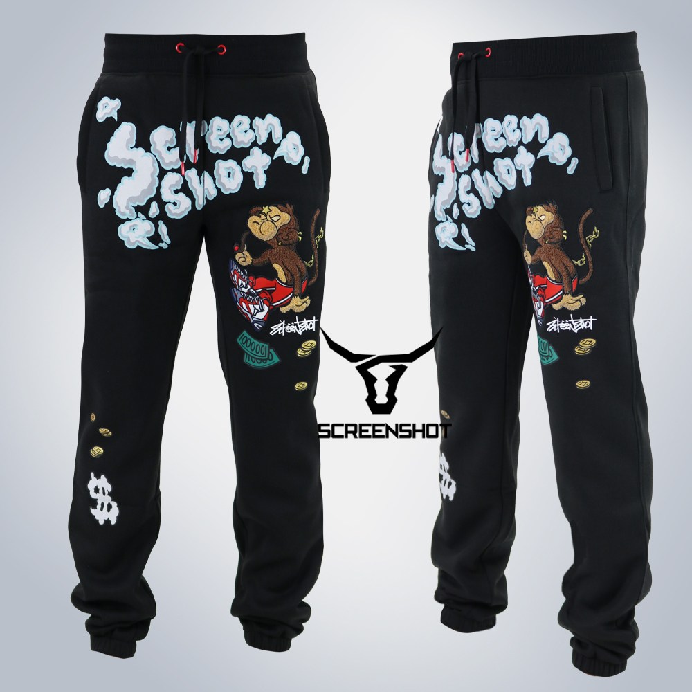 [스크린샷] P1171 - 정품 미국 인기 스트릿 브랜드 / 스크린샷 시그니처 원숭이 조거 플리스 팬츠 - 루즈핏 38,900원