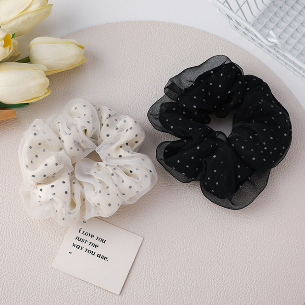 젤루나 도트 쉬폰 슈슈 헤어 곱창 머리끈 2종 세트 LH-188 6,800원