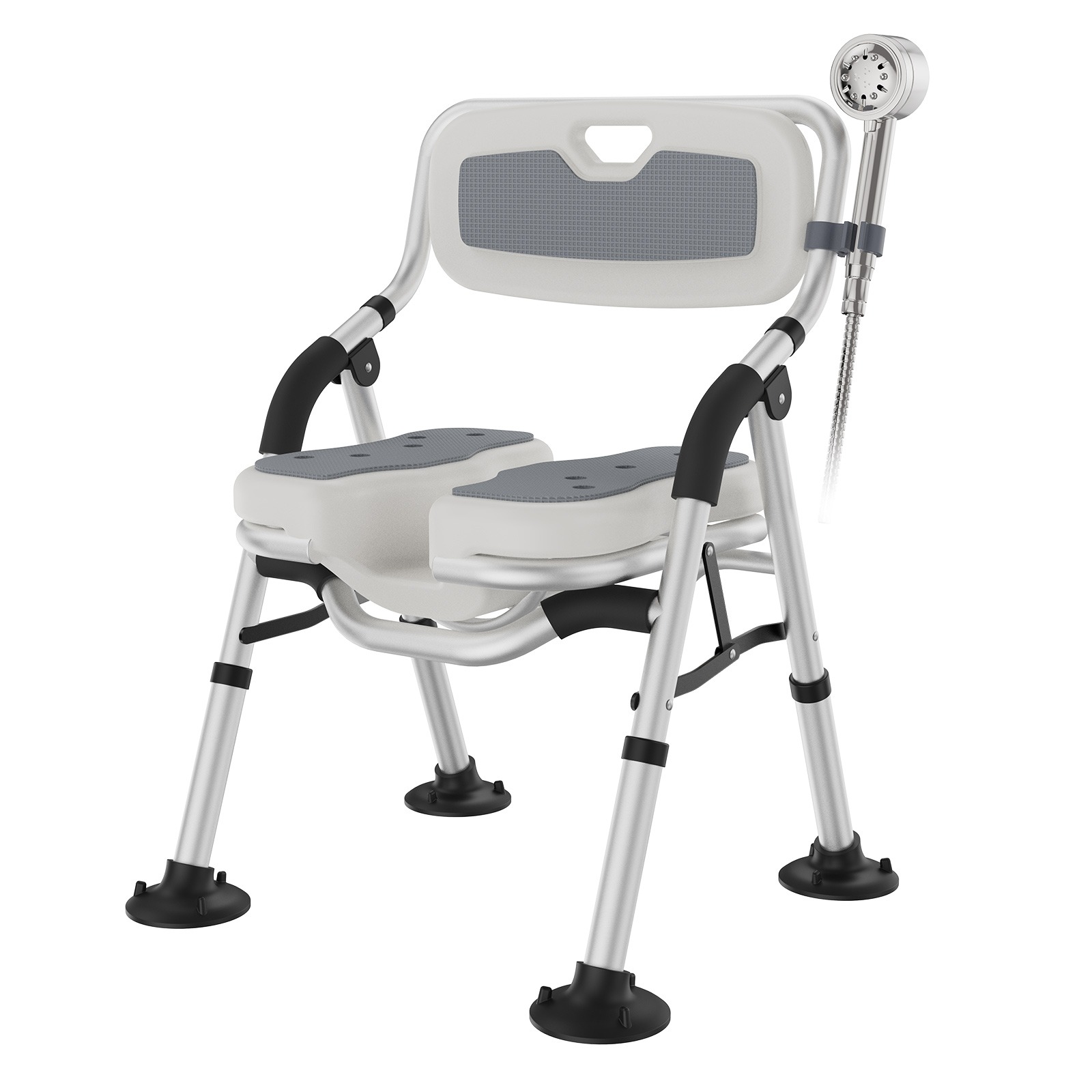 U자형 접이식 노인 욕실 의자 등받이 환자용 욕실 목욕 의자 높이 조절 가능 접이식, 회색, 1개 79,000원