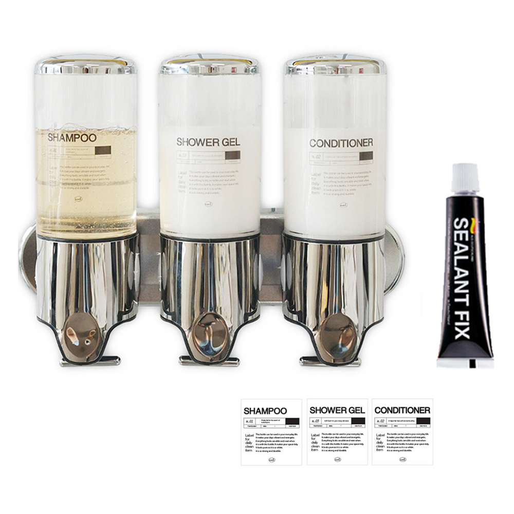 뉴앤룩 벽걸이형 호텔 디스펜서 3구 + 라벨스티커 + 접착제 세트 46,750원