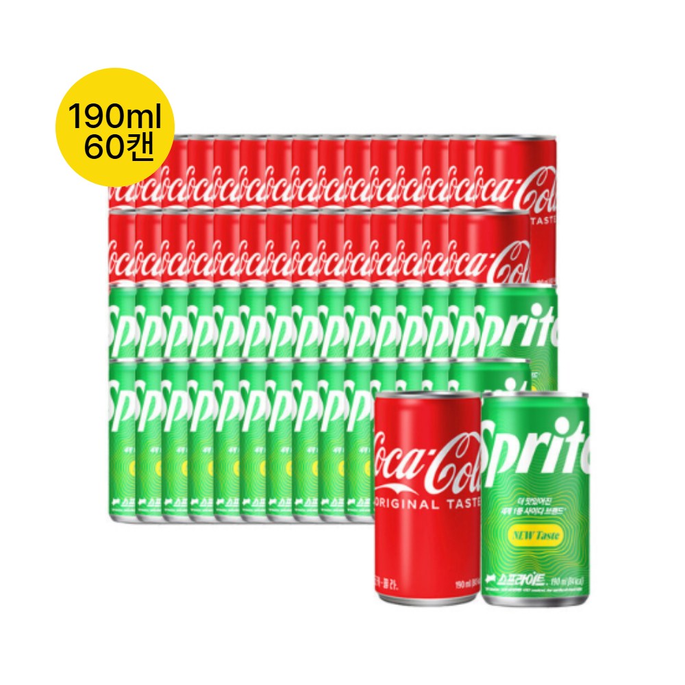 코카콜라+스프라이트_190ml 60캔 (각 30개) 30,430원