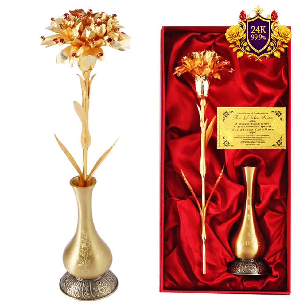 퀸 금장미 금 카네이션 꽃 24k 레드스톤 황동화병 set , 금꽃 금카네이션꽃set 어버이날 스승의날 부모님 결혼기념일 선물 생신 생일 이벤트 축하 선물, 1개, 꽃무늬조각 LOVE 황동화병 74,500원