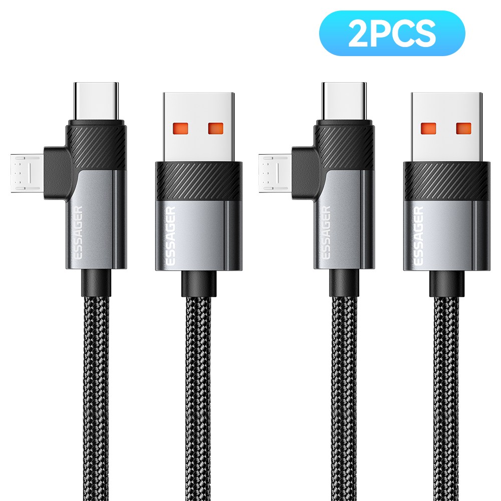 Essager PD USB A타입 to C타입+마이크로/5핀/Micro 7A 충전 듀얼/말티 포트 고속 충전기 케이블 2개입 10,580원