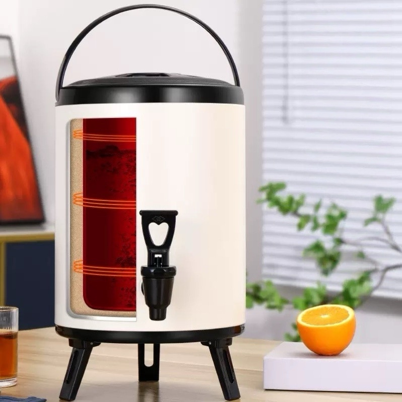 WIRQO 대용량 업소용 스텐 보온보냉물통 보냉통 보온통 온수통 국 물통6L-14L, 1개, 14L, 블랙 75,980원