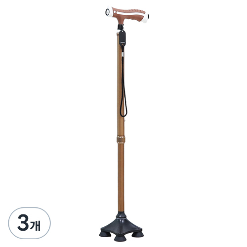 라이프헬퍼 길이조절 일체형 LED등 경량 알루미늄 네발 지팡이 LH-G1, 3개 65,400원