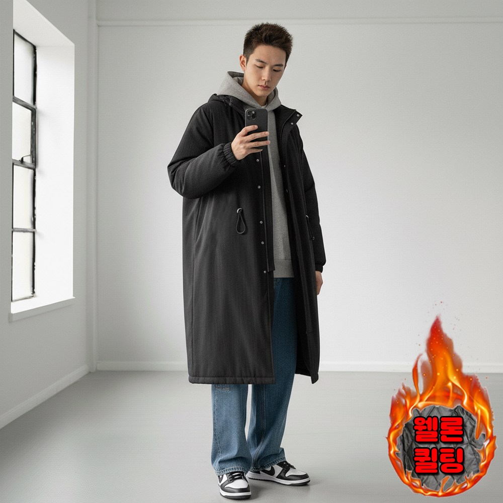 겨울 남성 야상 패딩 프리미엄 누빔 안감 웰론 오버핏 롱코트 아우터 데일리 루즈핏 89,800원