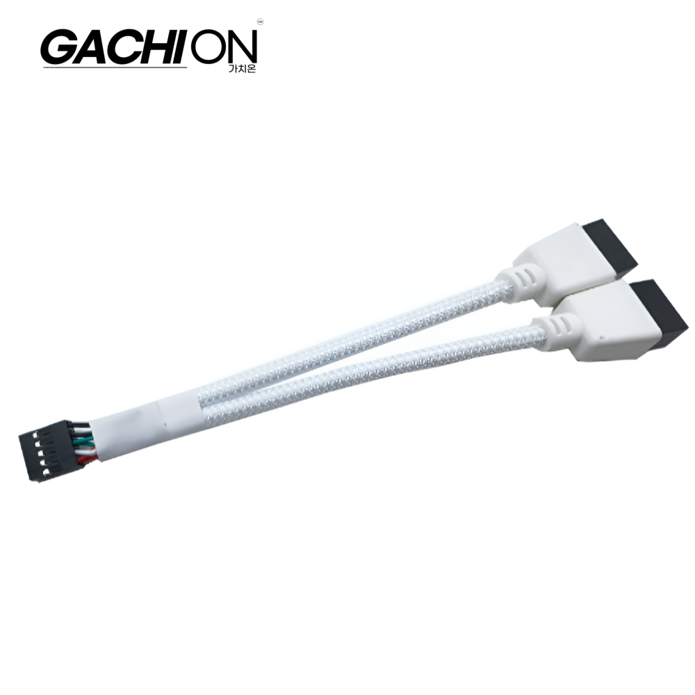 마더보드 더블 9핀 연장 케이블 어댑터 USB 2.0 헤더 분배기 스플리터 15cm 확장 케이블 가치온, 1개, 화이트 21,300원