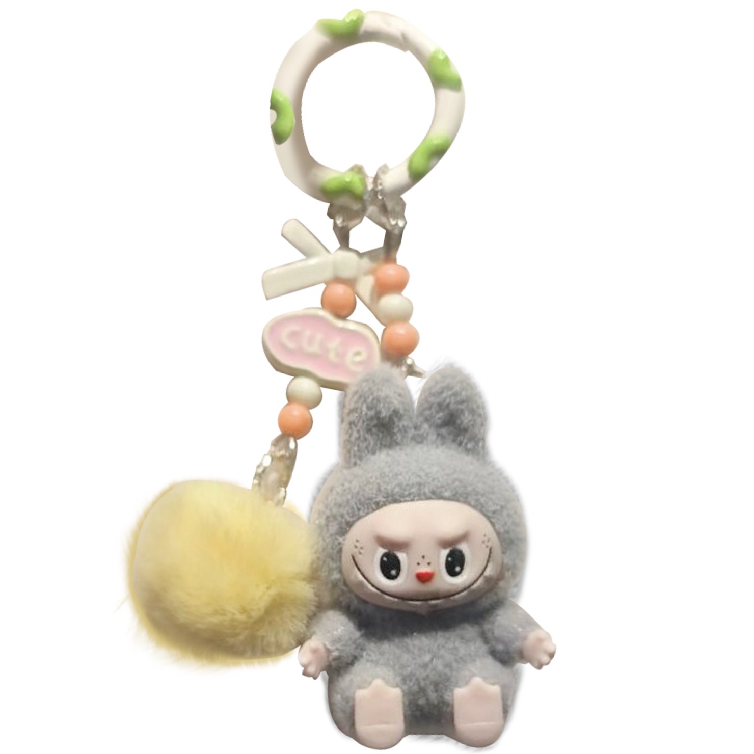 라부부 키링 열쇠고리 미니 labubu 귀여운 핸드폰 가방고리, 1개, 회색 18,500원
