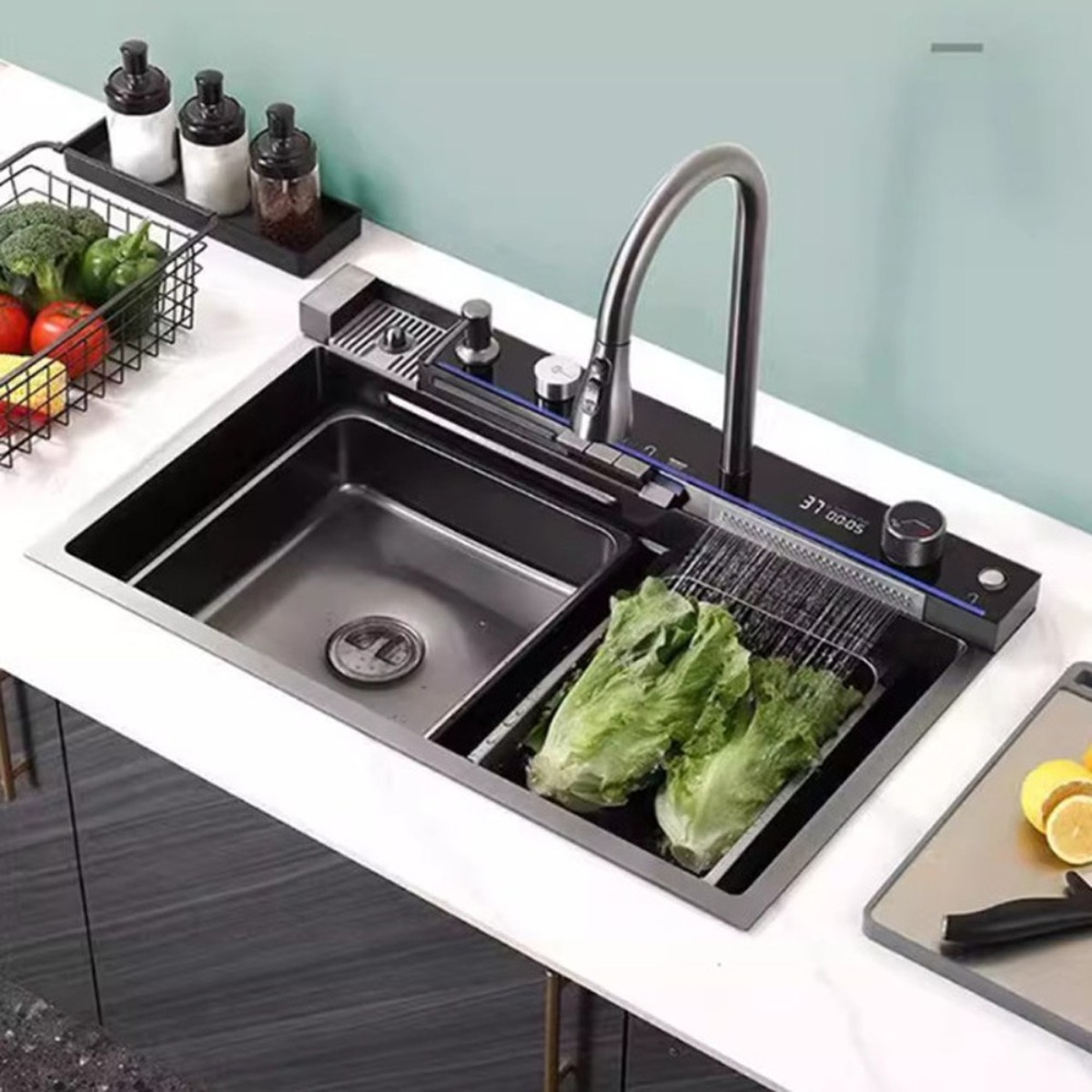 하이드로싱크 넓은사각싱크볼 올인원 다기능 수전 스텐 엠보싱 나노 코팅 싱크대 주방 교체, 1개 170,000원