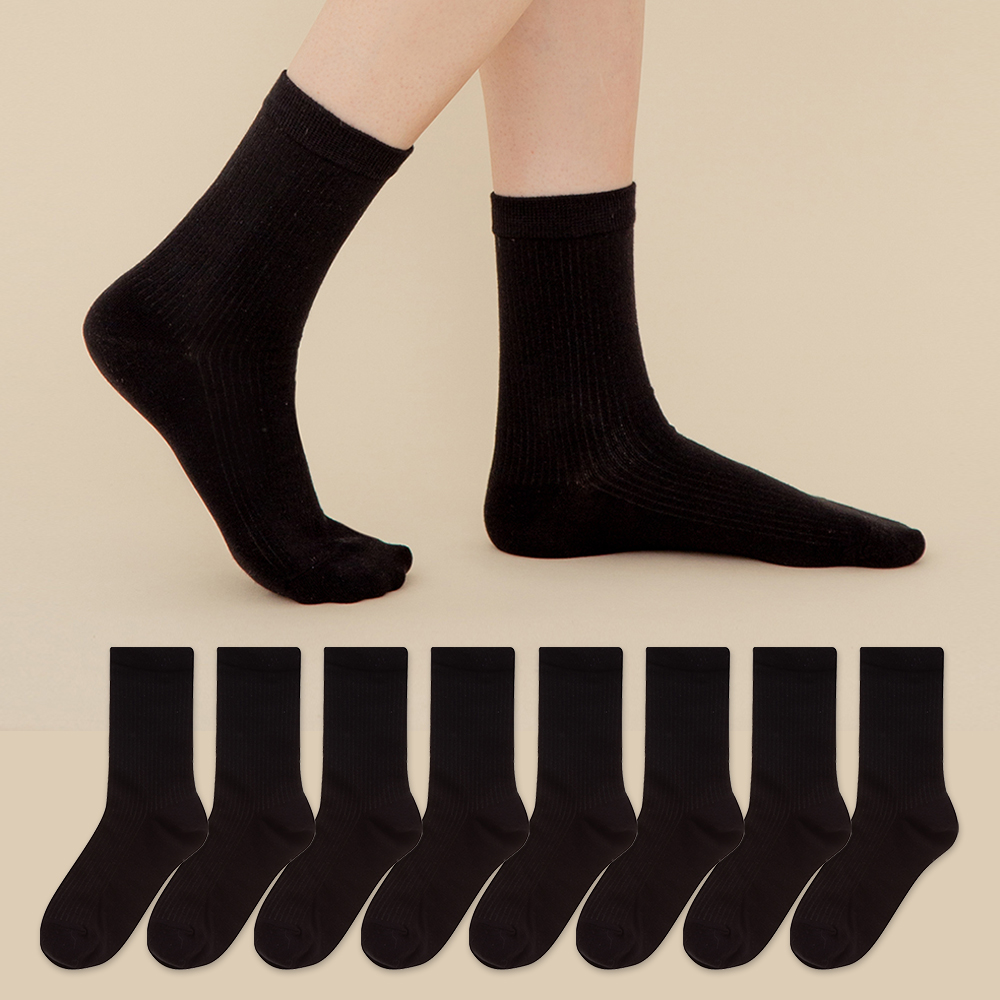 베이스알파에센셜 여성용 스탠다드 발목이 가늘어 보이는 골지 중목 양말 8켤레 9,490원