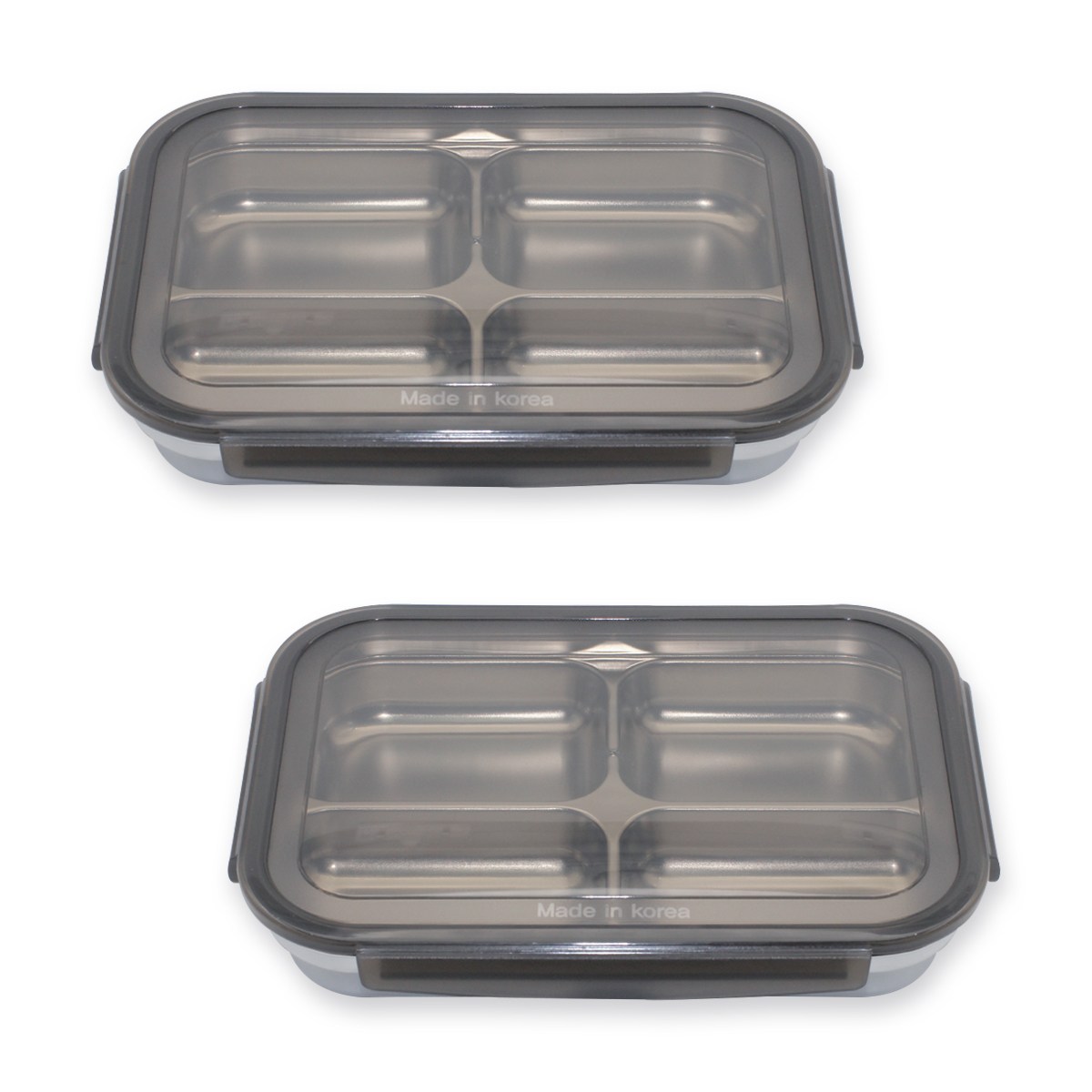 1+1 올품락 간편한끼 스텐 다이어트 직사각 4구 뚜껑 식판, 그레이, 2세트 19,900원