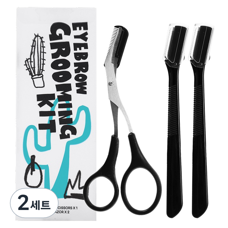 씨조 눈썹정리 칼 2p + 가위 세트, 2세트, 블랙 9,600원
