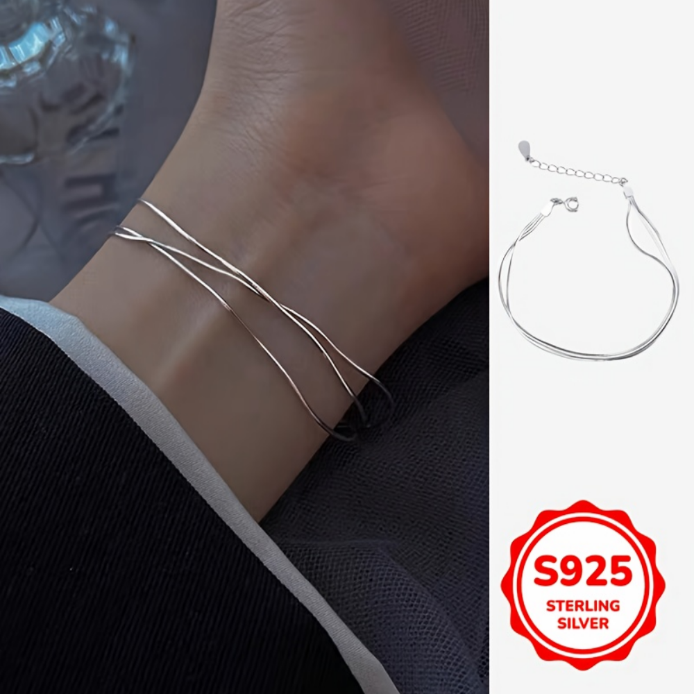 여성용 S925실버 3줄 스네이크 심플 체인 팔찌 6,500원