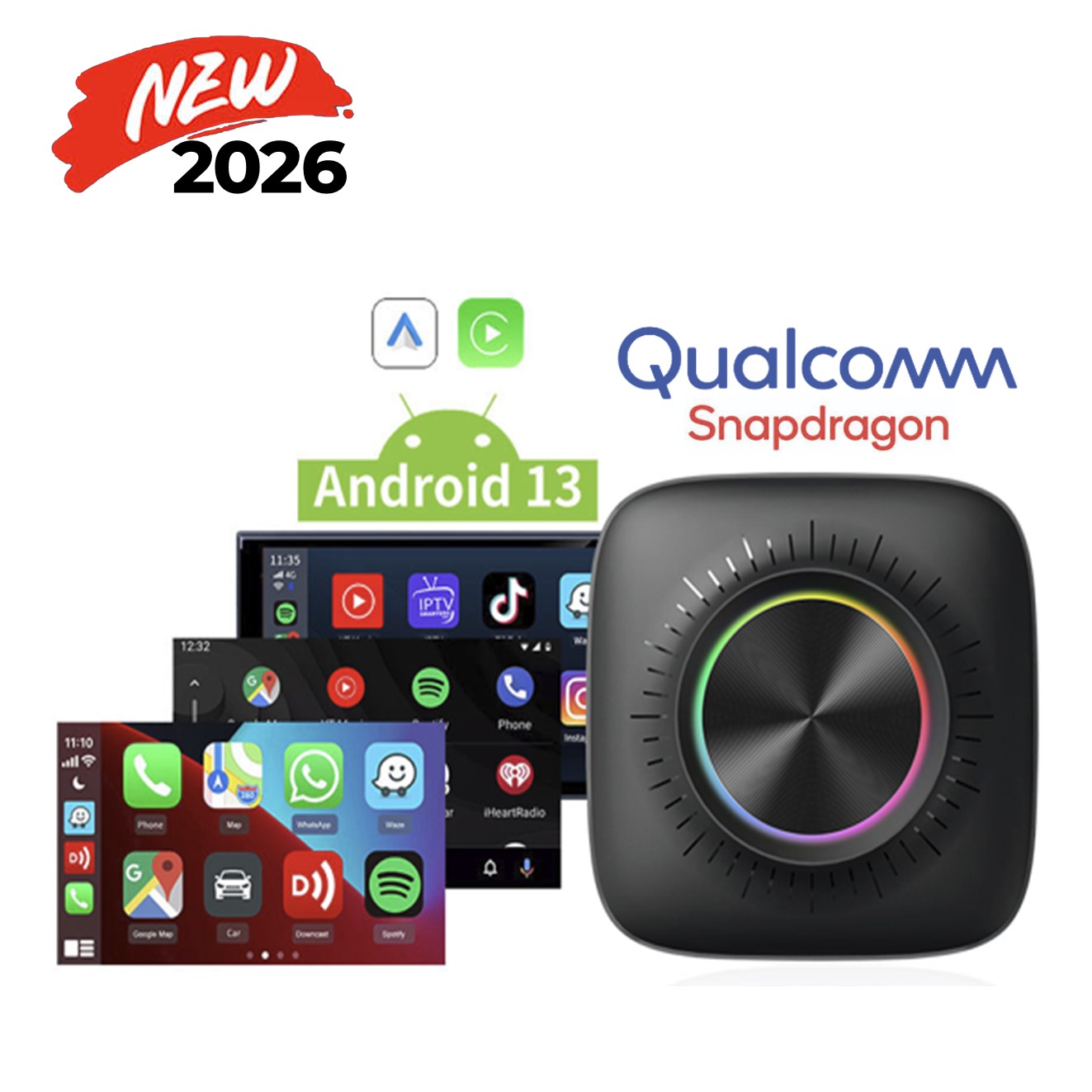 드라이비아 K BOX 최상급 AI BOX 스냅드래곤 안드로이드13 듀얼모니터 지원 5in1 USB-C 무선 카플레이/안드로이드오토 T맵 OTT 자유설치, 256GB, KBOX 260,000원