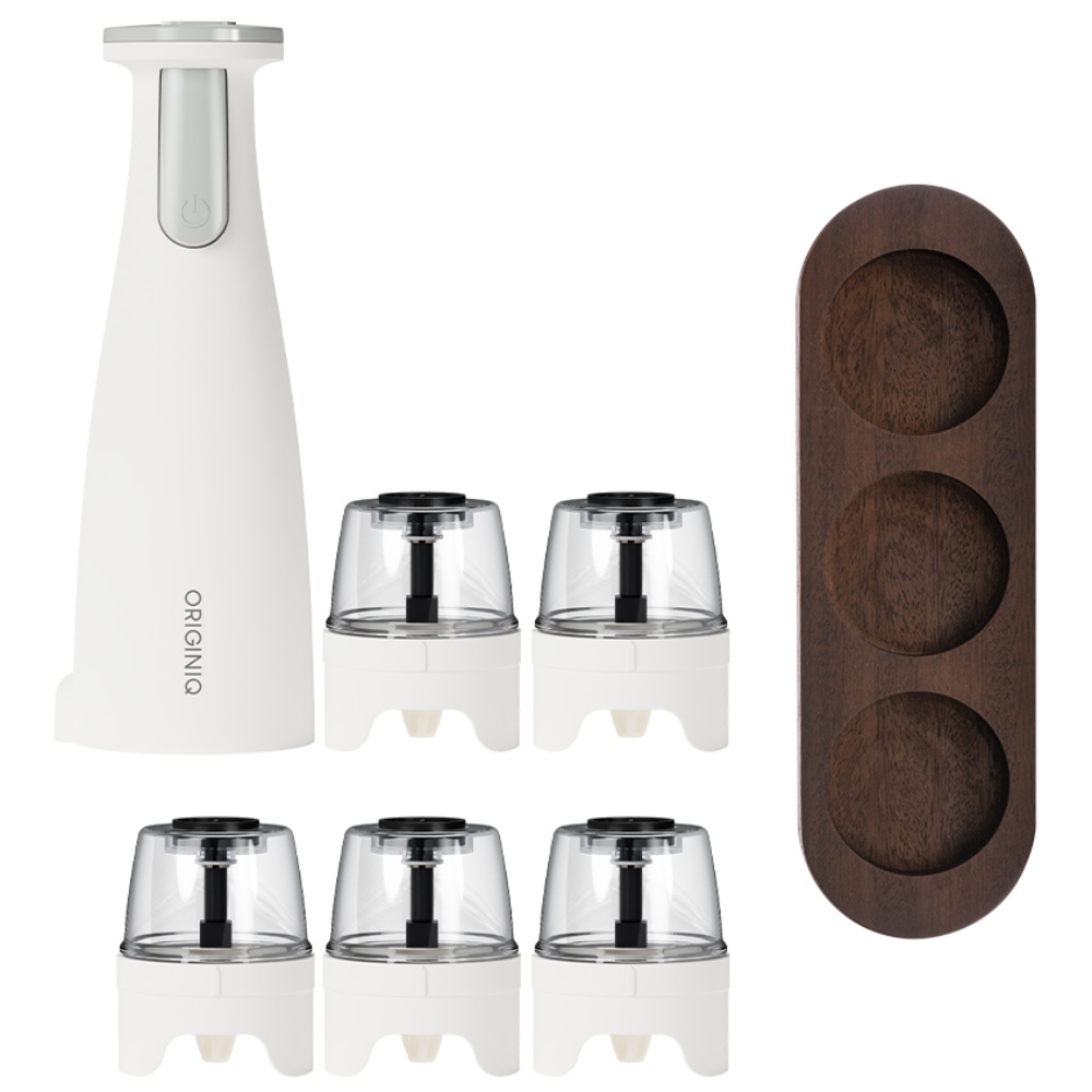 오리지니크 전동 후추 그라인더 풀세트 +탄화티크 우드트레이 (기본입자 분쇄), 1세트, 316ml 128,160원