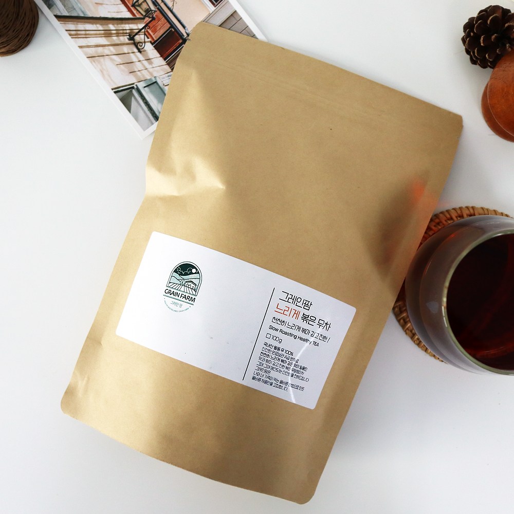 그레인팜 국산 무차 느리게 볶은 무우차 무말랭이차 제주 월동무100%, 1개, 1개입, 100g 9,800원