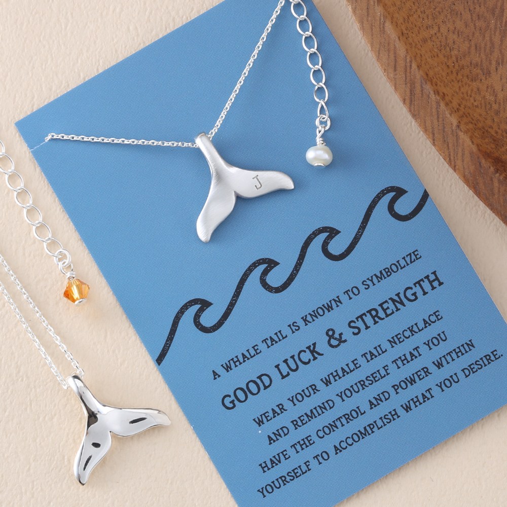 [선물포장] 925 실버 행운의 고래꼬리 목걸이 순은 (탄생석, 무료 이니셜 각인) 36,900원