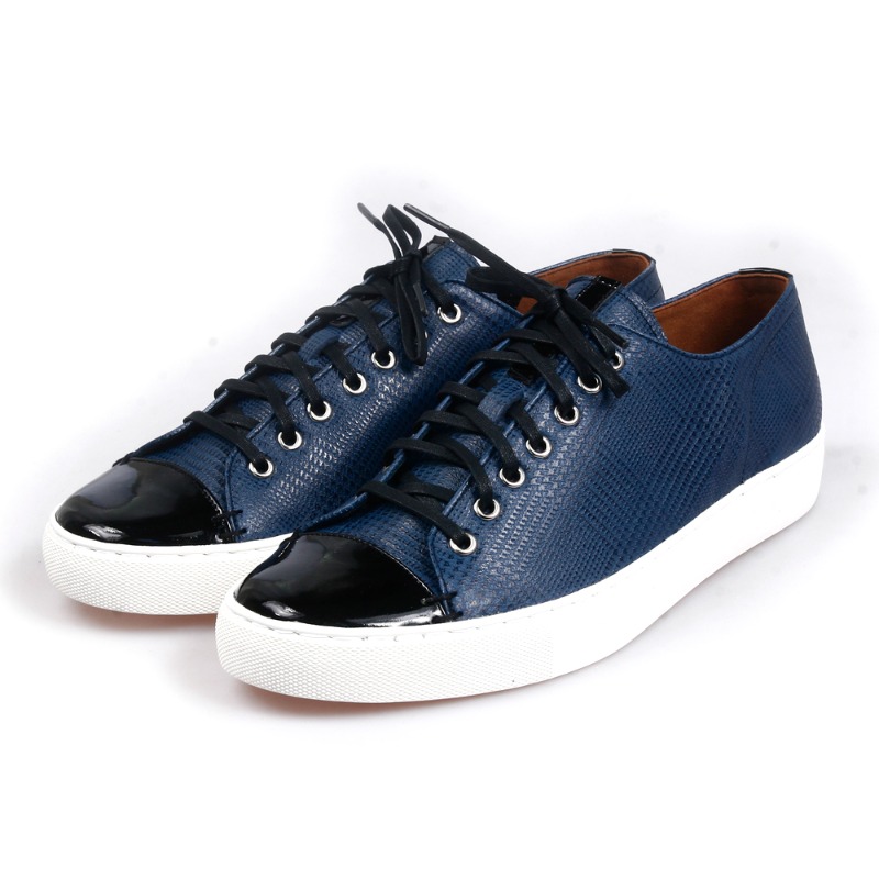 RHJ-57-97-4 네이비 무늬 남자 캐쥬얼 소가죽 수제화 스니커즈 195,000원