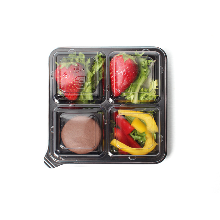 정사각 4칸 일회용 반찬용기, 1개입, 100개 23,040원