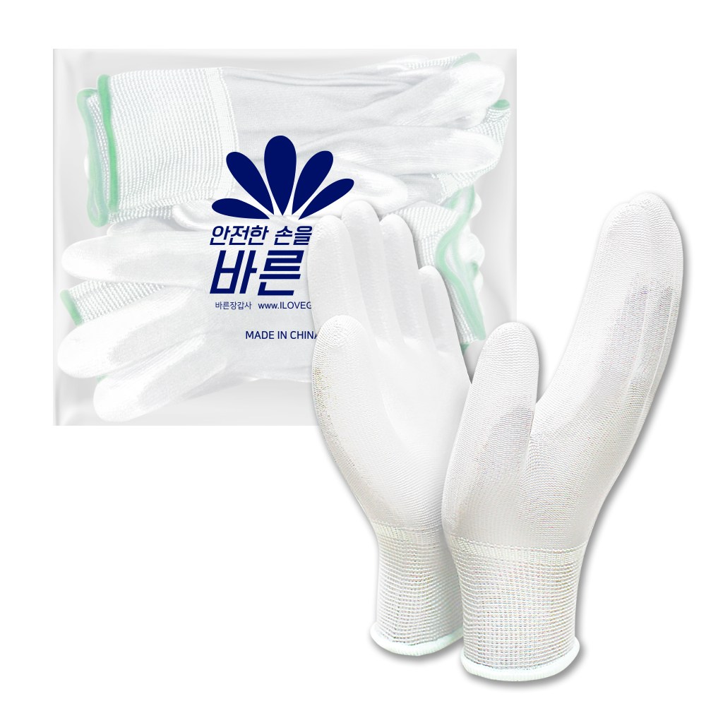 장갑이네 바른 PU 손바닥 팜 코팅장갑 10켤레, 1개, 팜 백색M 10켤레 4,500원