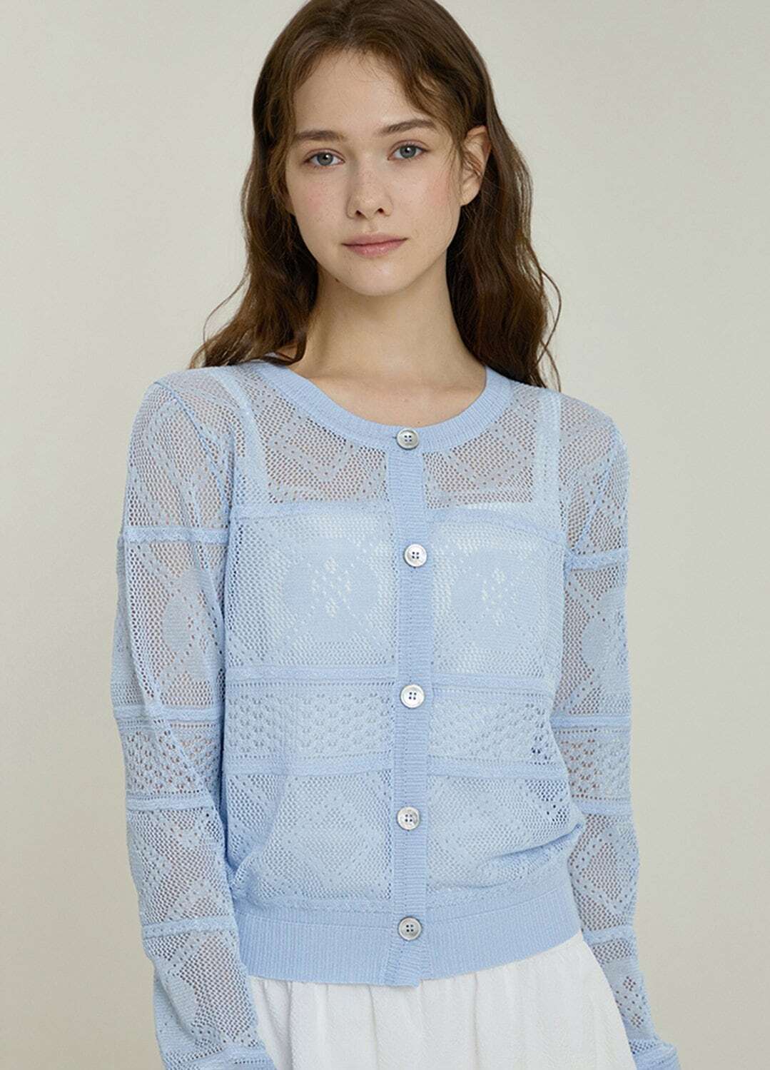 [국내백화점] 잇미샤 여성 크로쉐 니트 가디건 그물 여름 데일리룩 간절기 아우터 167,200원