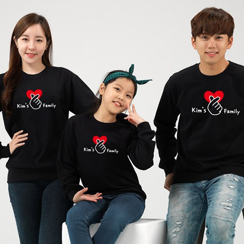 <해피앤티 커플티> 손가락하트패밀리 긴팔맨투맨 20,900원