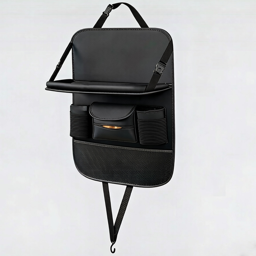 HERON 자동차 시트백 접이식 테이블 가죽 수납 정리함, 블랙, 1개 19,800원