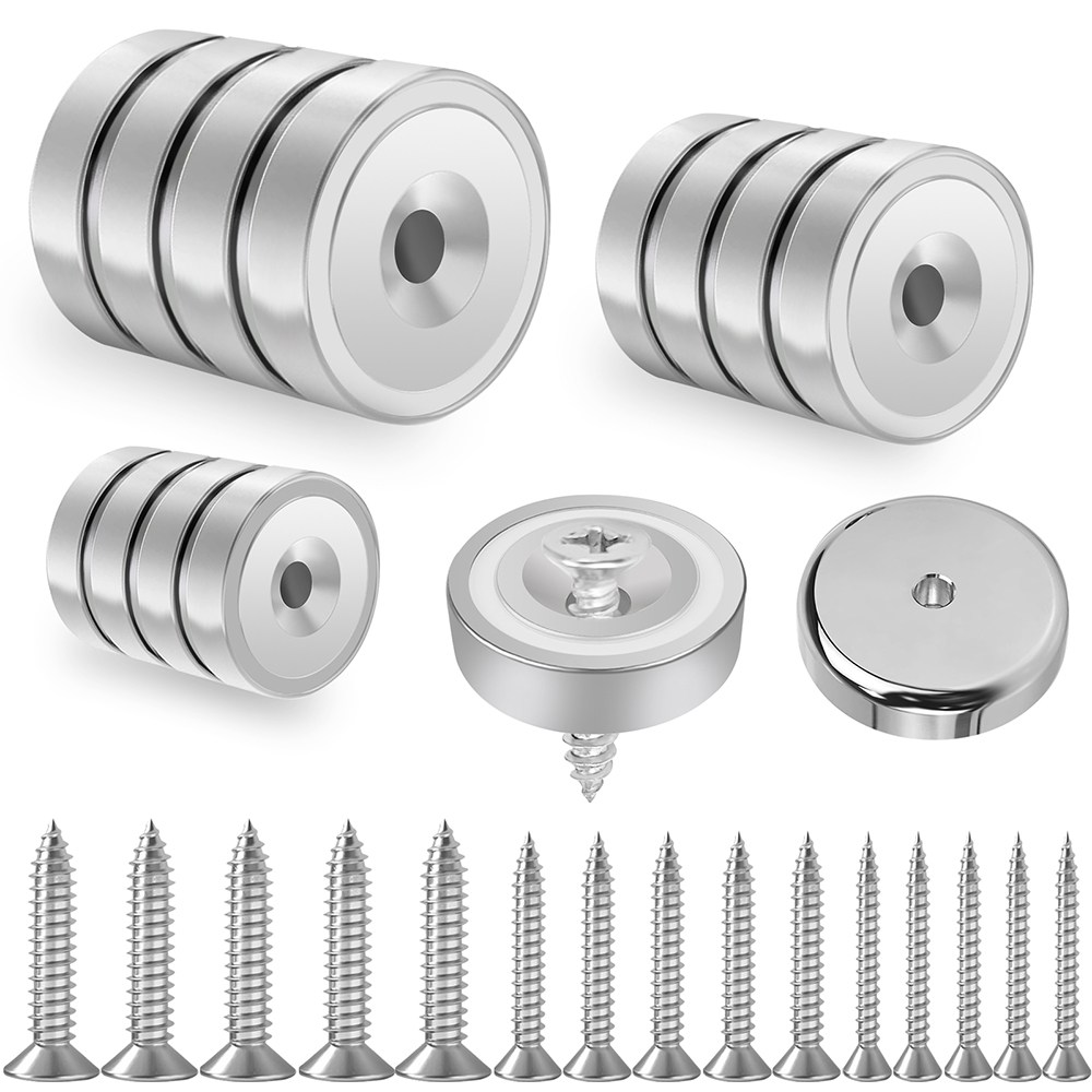 12개 네오디뮴 자석, 강력한 6kg 자석, 구멍이 있는 자석 나사, 큰 원형 자석, 자석 보드, 주방 도구, 열쇠, 카운터 싱크 냄비 자석용 나사산 납작 자석 (3가지 크기) 14,290원